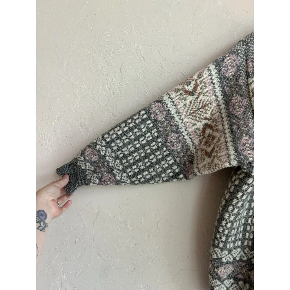 Vintage Maddy Moss Cardigan Sweater Wool Fair Isle Scotland Cottagecore Granny S - Picture 6 of 9